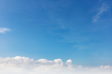 Summer blue sky cloud gradient light white background. Beauty clear cloudy in sunshine calm bright winter air bacground. Gloomy vivid cyan landscape in environment day horizon skyline view spring wind
