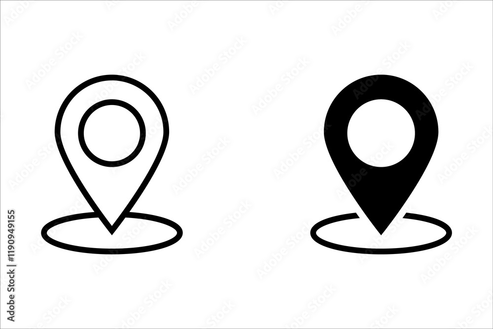 Fototapete location pin with circle, linear style icon. specific geographic location with a circular indicator.