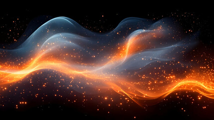 Obraz premium Abstract energy wave with fire and ice elements glowing in the dark