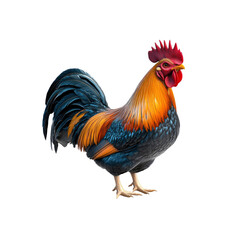 Majestic Rooster Vibrant Feathers, Isolated on Transparent background