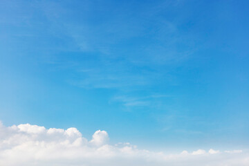 Summer blue sky cloud gradient light white background. Beauty clear cloudy in sunshine calm bright winter air bacground. Gloomy vivid cyan landscape in environment day horizon skyline view spring wind
