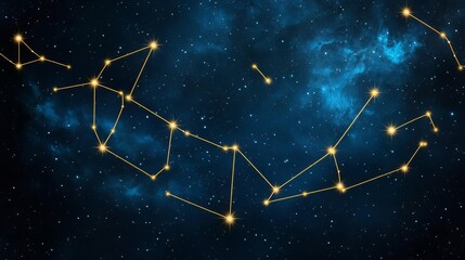 Golden Leo constellation etched across a starry cosmic tapestry