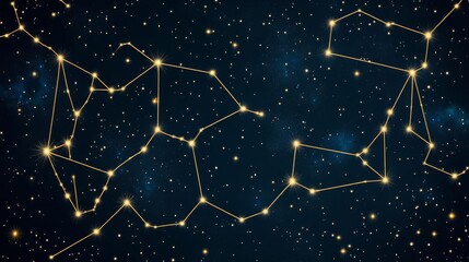 Fototapeta premium Golden Leo constellation etched across a starry cosmic tapestry