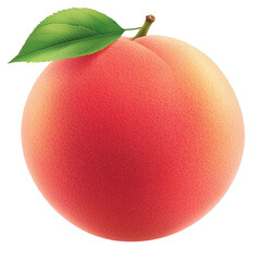 Fresh peach fruit with leaf transparent background high-resolution image studio setting close-up view natural beauty