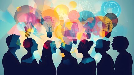 A diverse business team brainstorming creative ideas in a collaborative environment.