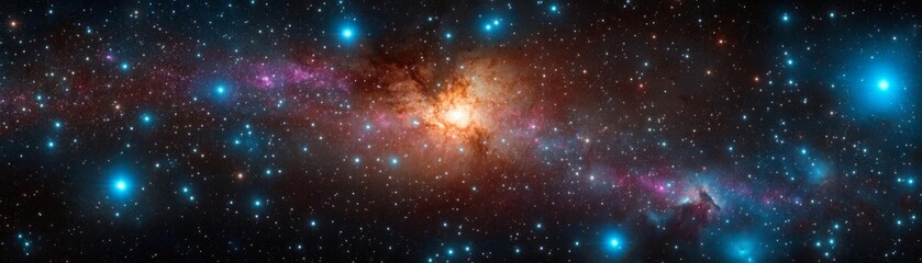 Obraz premium Golden Leo constellation glowing in a vibrant galaxy of swirling stars