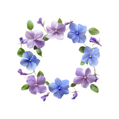 Floral Wreath of Purple and Blue Flowers on Transparent background