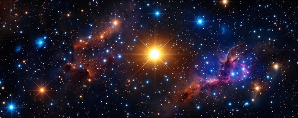 Fototapeta premium Golden Leo constellation shining brightly in a vibrant galaxy of swirling stardust
