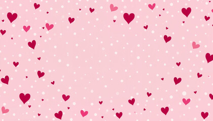 Pink Heart Pattern Background with Polka Dots for Love Themes