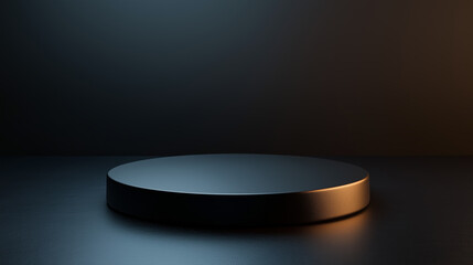 Minimalist Black Display Platform with Warm Lighting