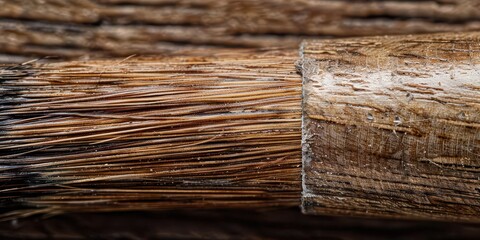 Fototapeta premium Close-up of a textured wooden object, showcasing its natural fibers and craftsmanship.