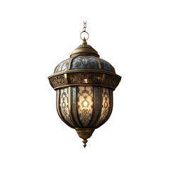Fototapeta premium Elegant Ornate Hanging Lantern with Blue and Gold Accents