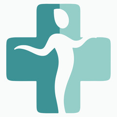 Health cross with vector silhouette template