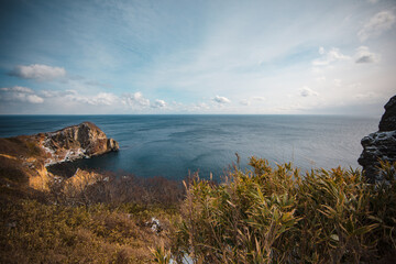 The scenery of Cape Chikiu in Muroran, Hokkaido, Japan