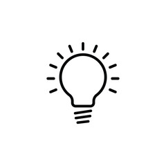 Light Bulb icon vector, Idea sign, solution, thinking concept. Lighting Electric lamp. Electricity, shine. Trendy Flat style for graphic