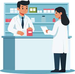 Pharmacy Scene Illustration Vector