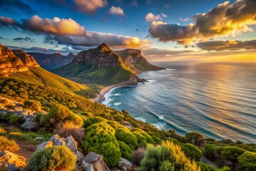 Panoramic Wilderness Vista: Dolphin Viewpoint, Western Cape, South Africa - High-Resolution Stock Photo