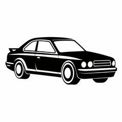 Naklejka premium Car black silhouette vector illustration and white background