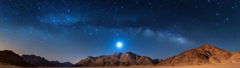 Obraz premium Leo constellation glowing brightly above a desert landscape under a starry night sky