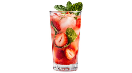 Vibrant Strawberry Mojito with Fresh Mint and Crushed Ice