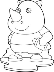 Rhino American Football Sports Animal Vector Graphic Art Illustration