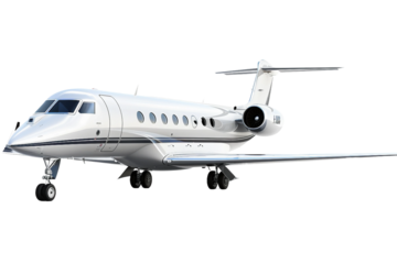 Premium business class jet airplane offering exceptional service and exclusive features for a superior flying experience isolated on transparent background