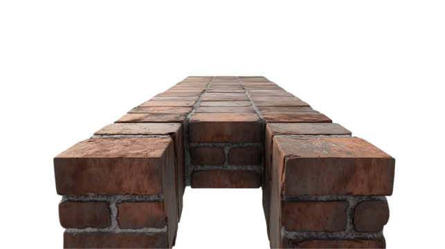 Brick wall and open gap texture isolated on transparent  background 