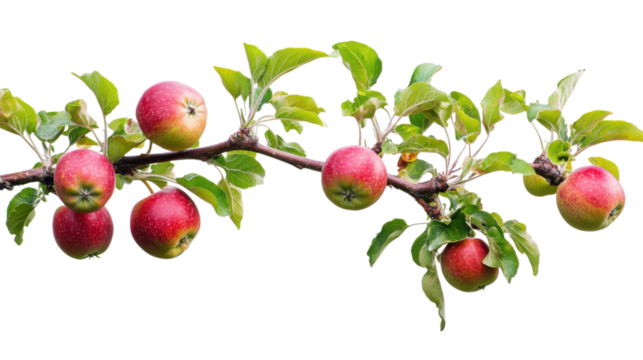 Apples on branch transparent background