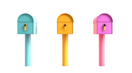 Set of 3d render of a mailbox isolated on white background 
