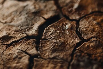 Close-up of cracked, textured wood surface showcasing natural patterns and earthy tones.