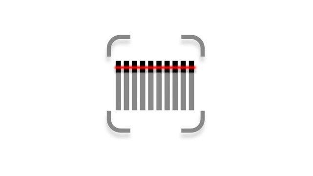 Barcode icon scanning concept. Scanner animation isolated on white color background. Suitable for transaction, product identification, and authentication. Motion graphics.