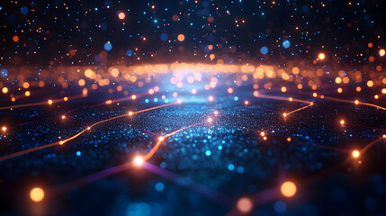 Obraz premium Abstract Glowing Particle Background with Blue and Orange Hues