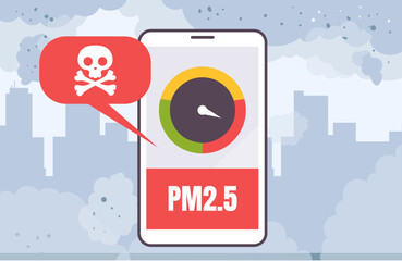 Air pollution city factory technology measurement concept. Vector graphic design illustration