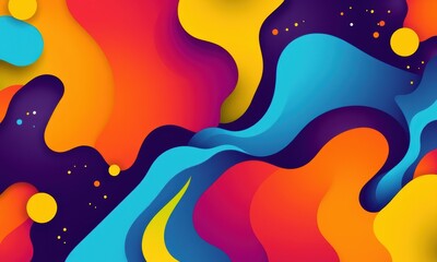 Abstract Colorful Flowing Shapes and Patterns with Vibrant Blues, Oranges, and Yellows Creating a Dynamic and Energetic Visual Impact