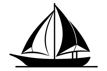 Classic Sailboat Icon with Sweeping Sails in SVG Format