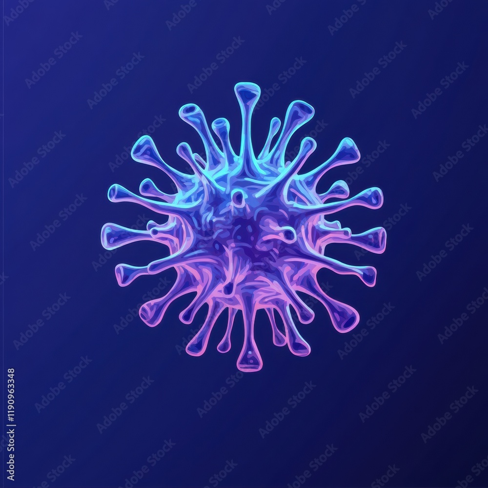 Aufkleber Simple and clean illustration of a virus on a dark background with a modern design. Generative AI