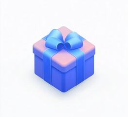 blue gift box with pink lid and blue ribbon, perfect for celebrations