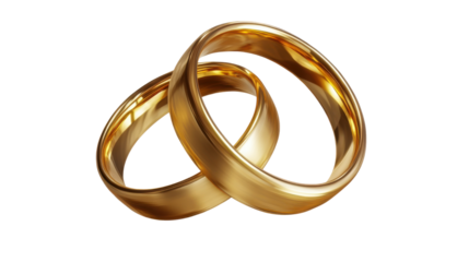 golden wedding rings isolated on white background 