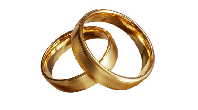 golden wedding rings isolated on white background 