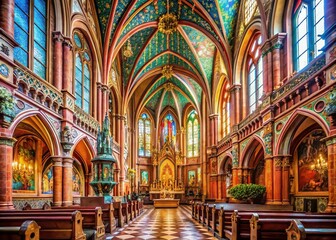 Obraz premium Pelplin Cathedral Basilica Interior, Poland - High-Resolution Stock Photo