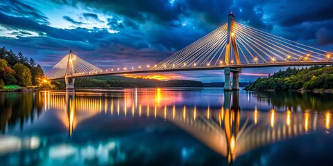 Fototapeta premium Penobscot Narrows Bridge Night Photography - Maine Coastal Landscape