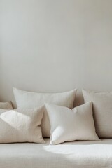 Minimalist Nordic background showcasing soft linen texture with muted beige and ivory tones, perfect for clean layouts and ample text space