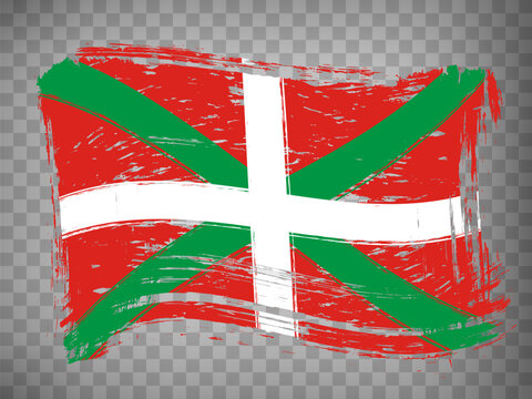 Flag of Basque Country from brush strokes.  Waving Flag Basque Country on transparent background for your web site design, app, UI. Spain. Stock vector. Vector illustration. EPS10.