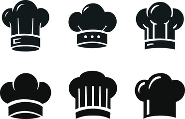 A collection of chef hat silhouettes for artwork compositions