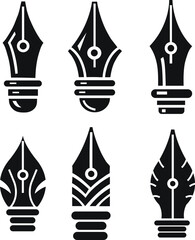 A collection of pen nibs for artwork compositions