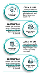 4 steps infographic template with 4 options. Flowchart that can be used for business report, data visualization and presentation. Timeline infographic elements vector illustration.