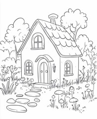 Fototapeta premium kawaii House a simple drawing of a house with a roof and windows