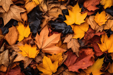 Obraz premium 落ち葉, 葉っぱ, 枯れ葉, 秋, 紅葉, カラフル, 自然, Autumn, colorful, nature, leaves, fall, autumn leaves, dead leaves, fallen leaves