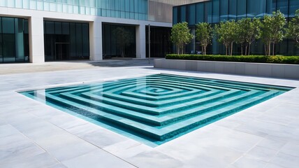Captivating Glass Labyrinth Sculpture Reflecting the Urban Vibrancy and Complexity