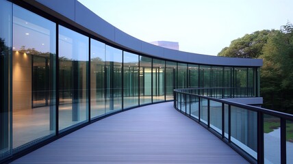 Obraz premium Curvilinear Glass Maze Blending Indoor and Outdoor Environments